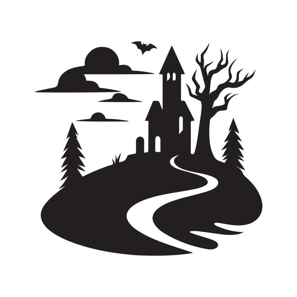 haunted halloween vectors silhouette design