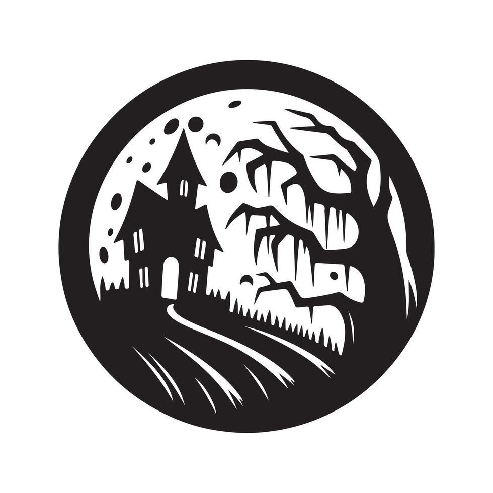 haunted halloween silhouette design vectors
