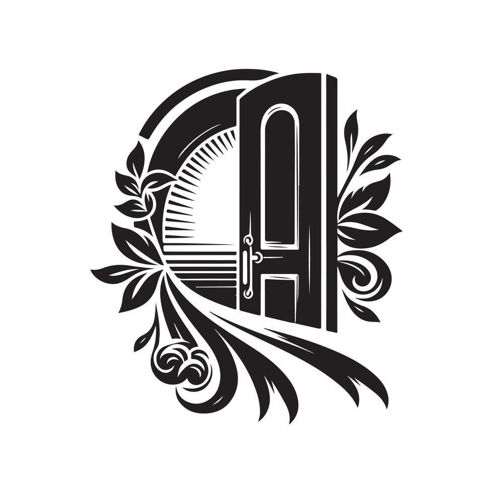 Door with Frame Silhouette vector