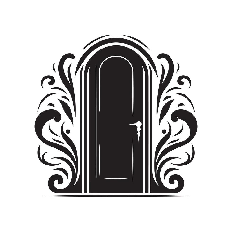 Flat Door Design Silhouette vector