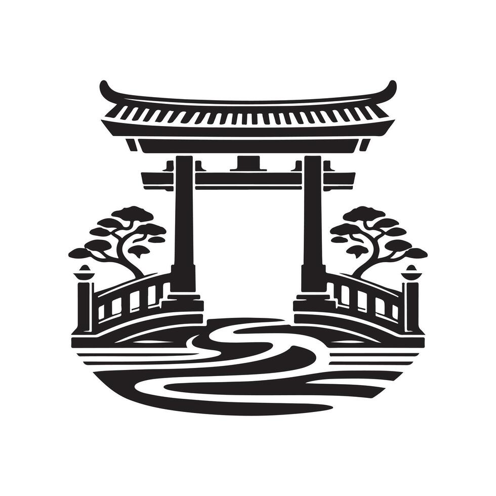 Silhouette of Cantilever Gate vector