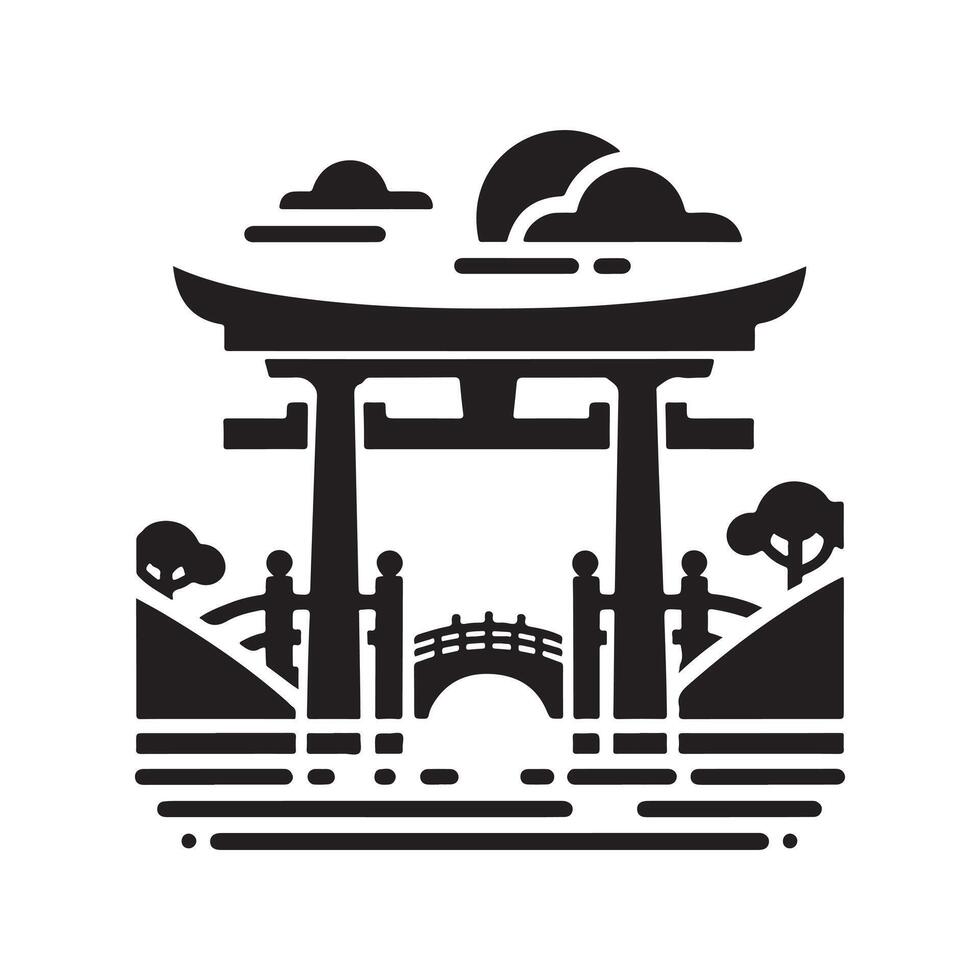 Cantilever Gate with Frame Icon vector