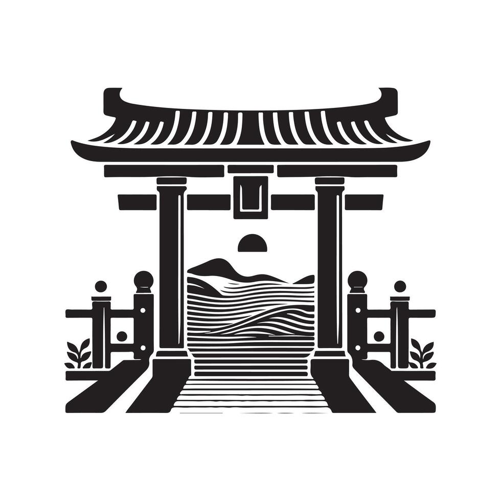 Simple Cantilever Gate Silhouette vector