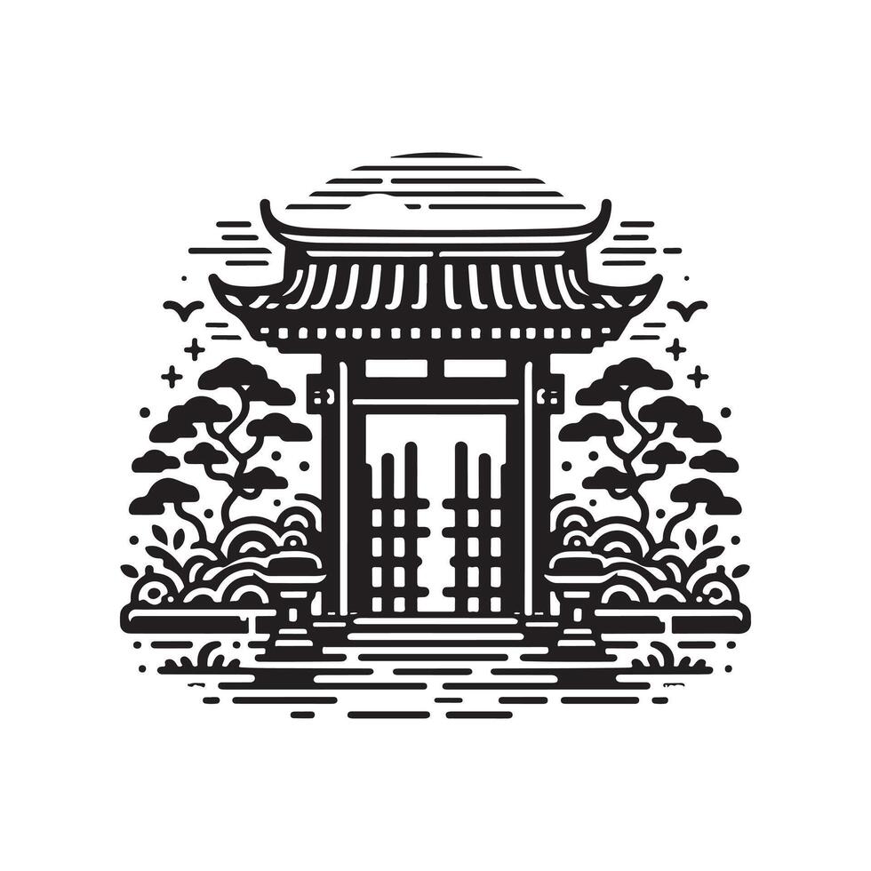 Modern Cantilever Gate vector