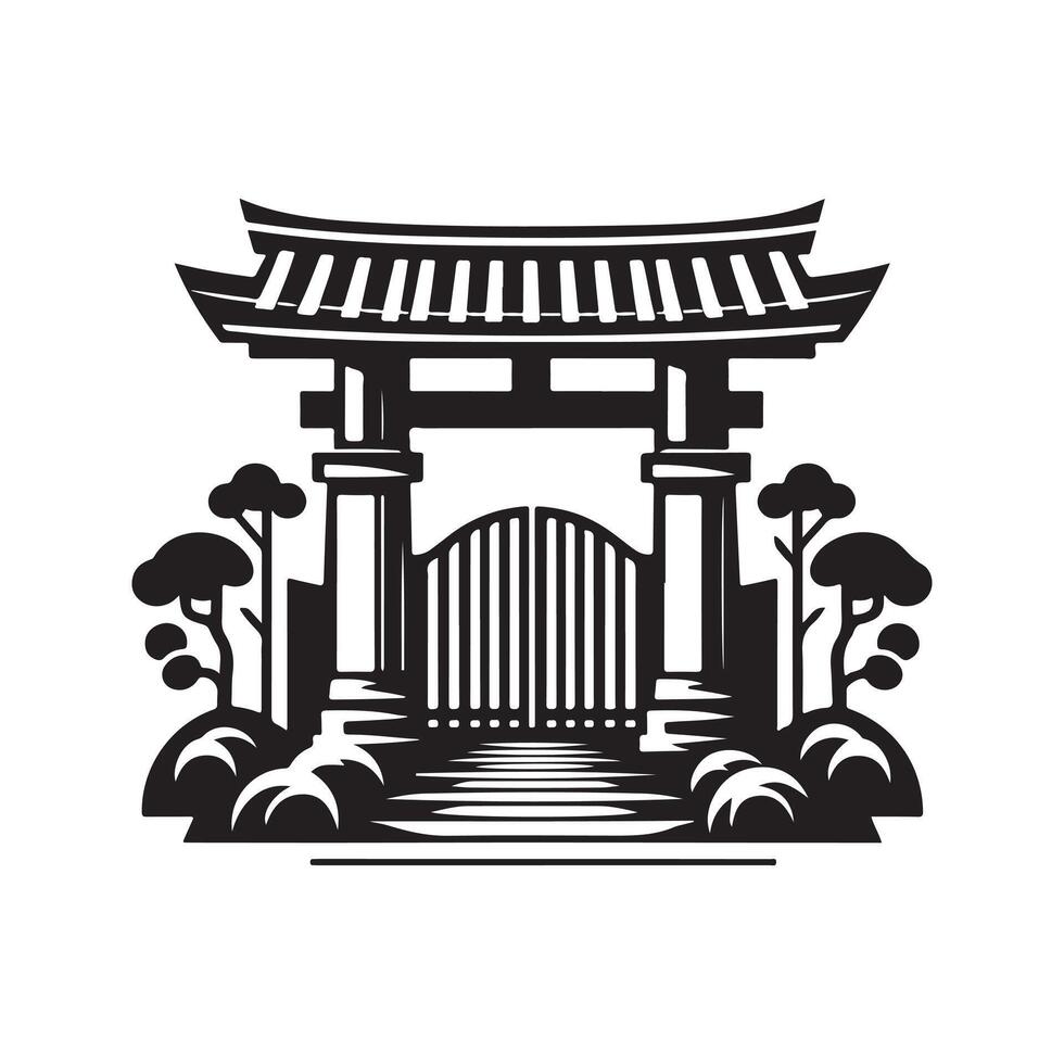 Flat Cantilever Gate Silhouette vector