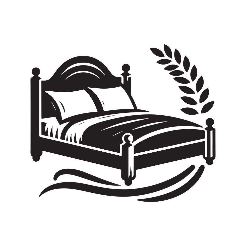 Bed Design with Headboard vector