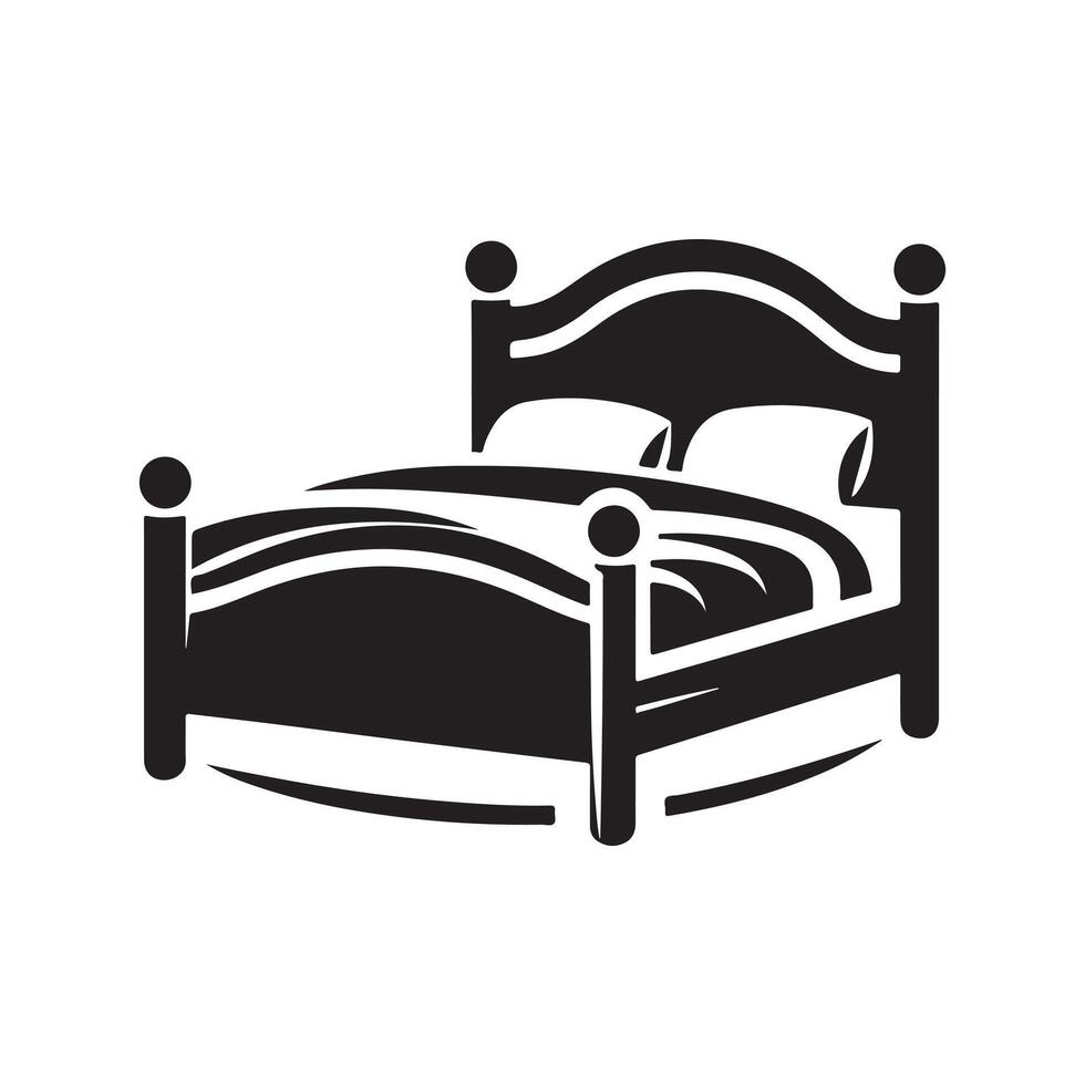 Stylish Bed Silhouette Art vector