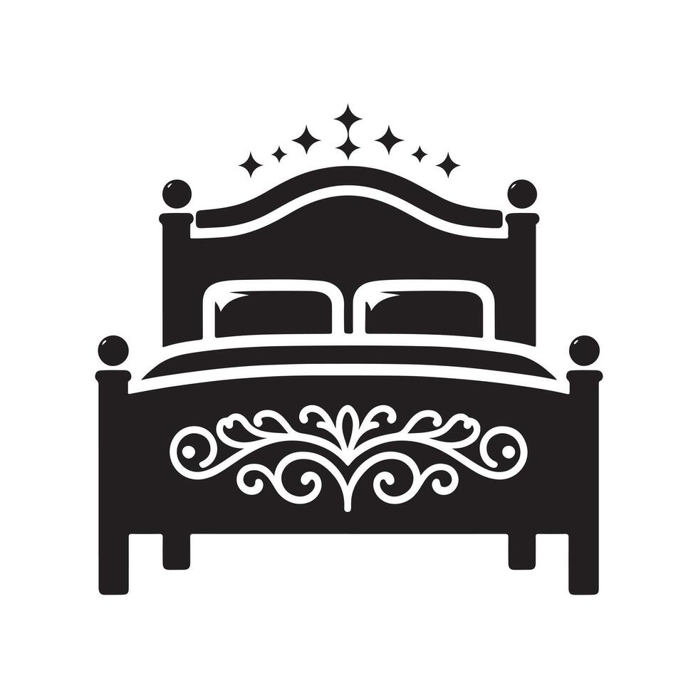 Stylized Bed Silhouette Icon vector
