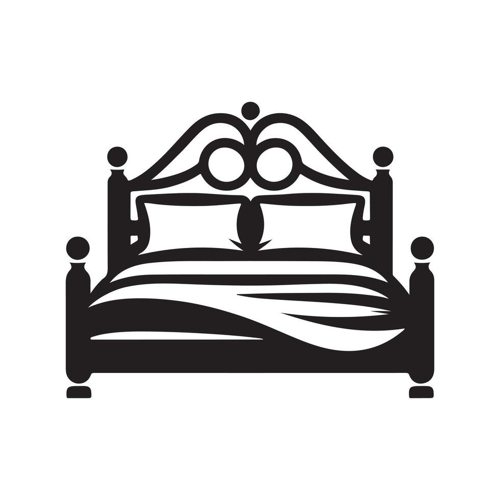 Bed Shape Silhouette Design vector