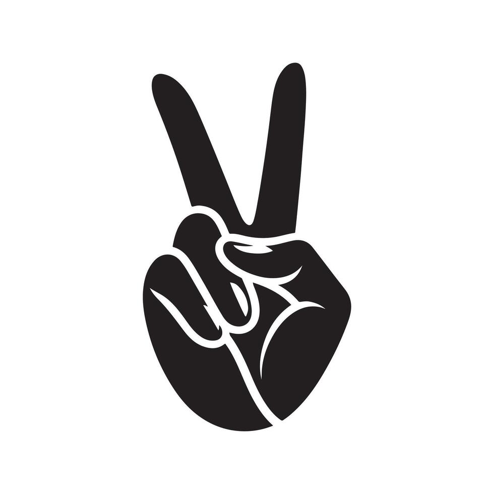 Stylized Victory Hand Gesture vector