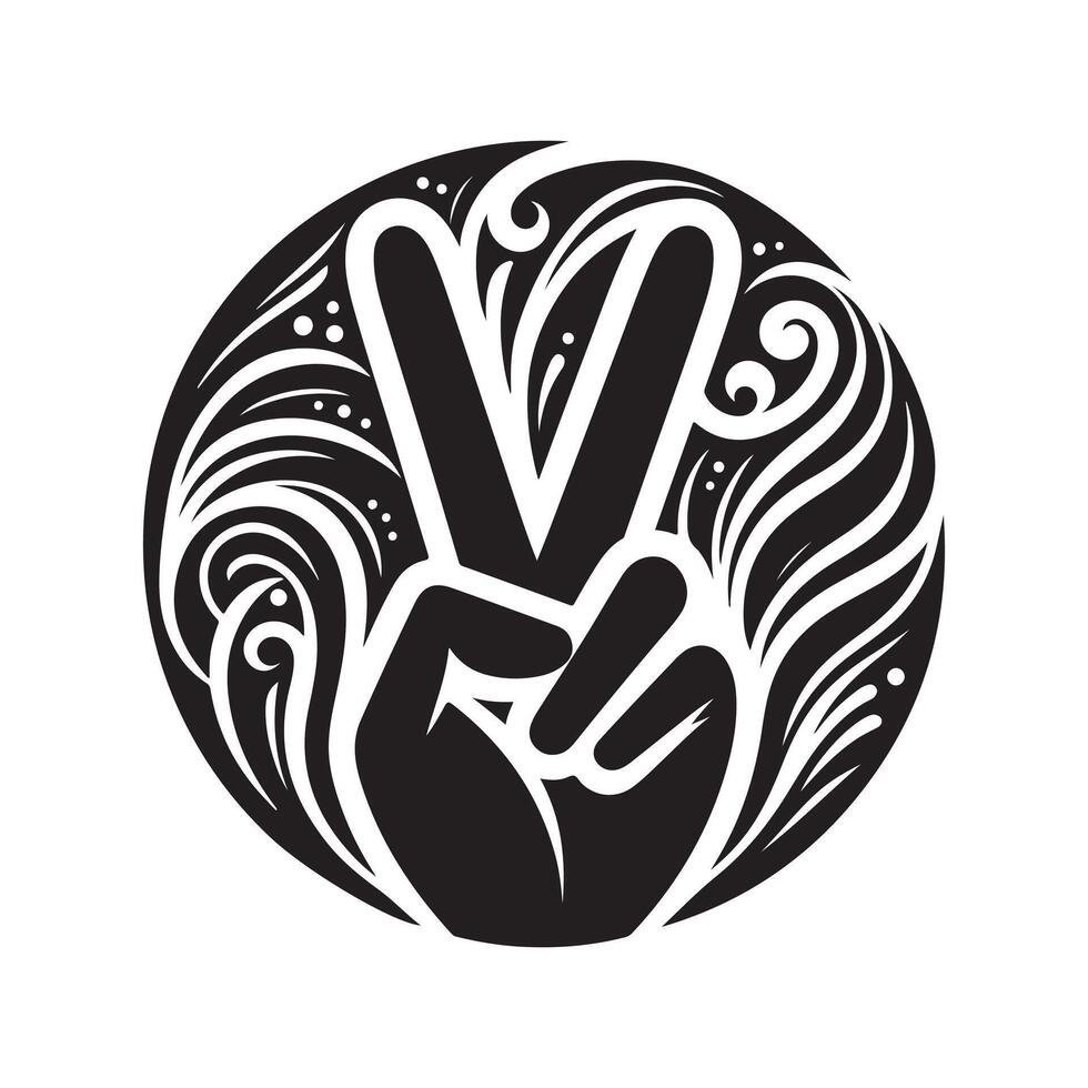 Victory Hand Outline Art vector