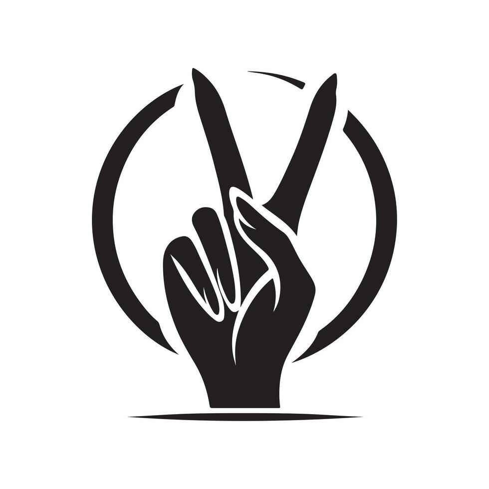 Modern Victory Hand Silhouette vector