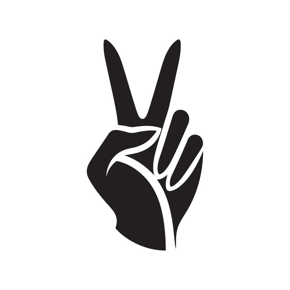 Flat Victory Hand Silhouette vector