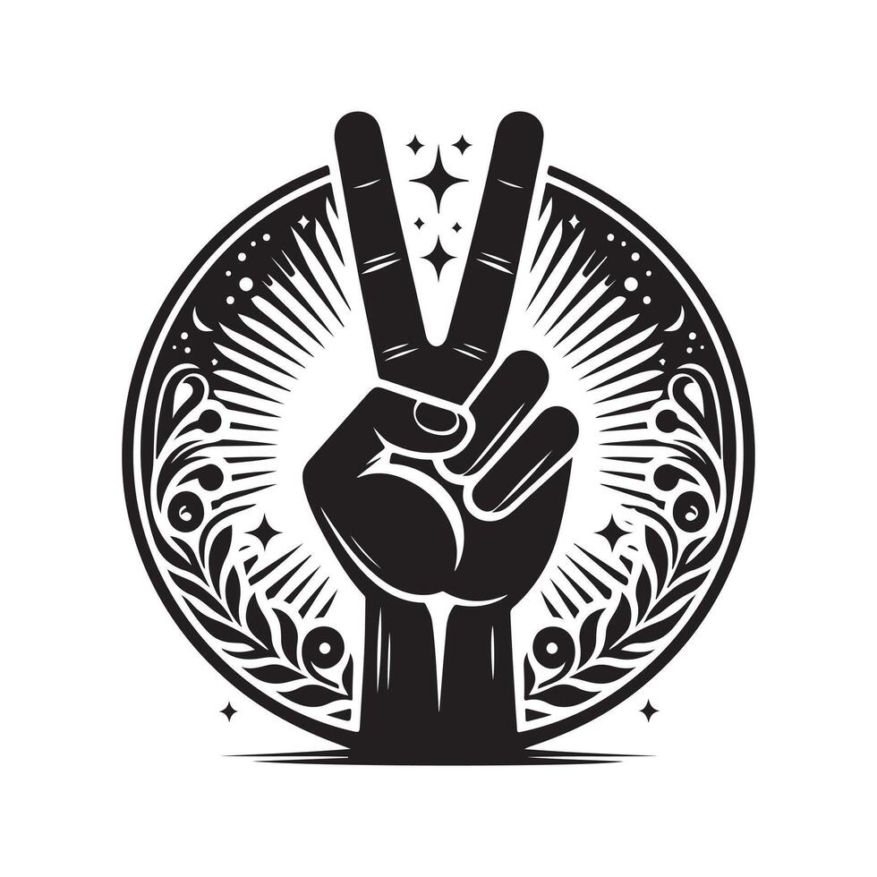 Victory Hand Icon Silhouette vector