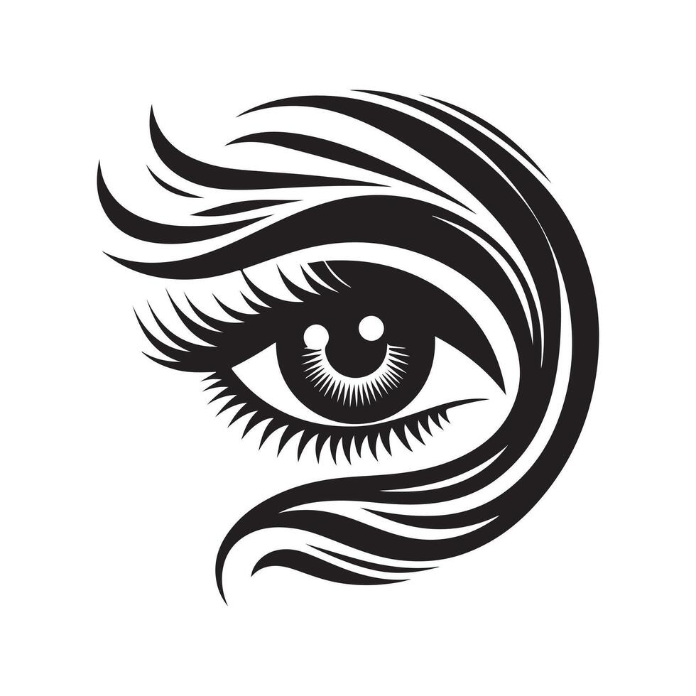 Flat Female Eye Silhouette Design vector