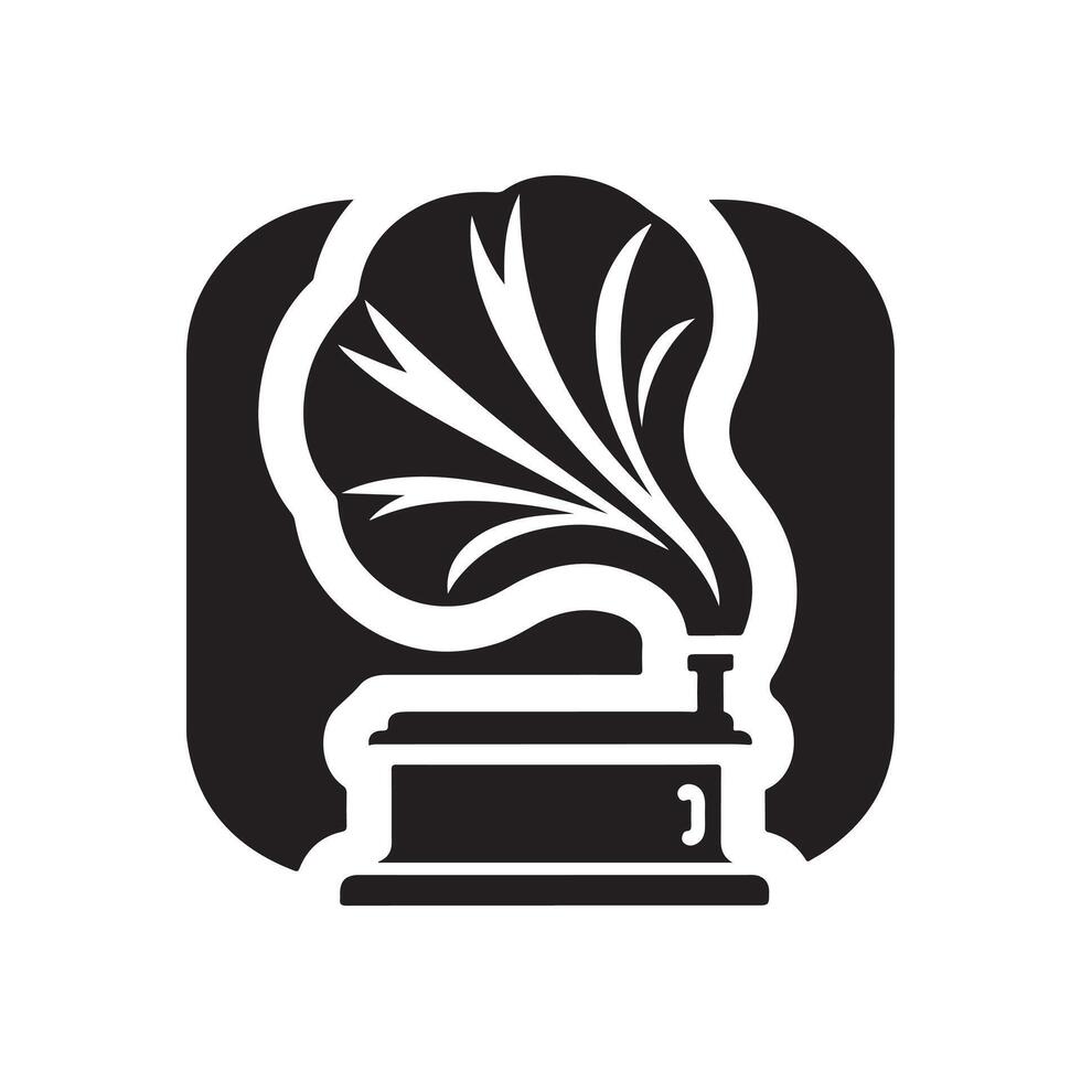 Classic Music Gramofon Silhouette vector