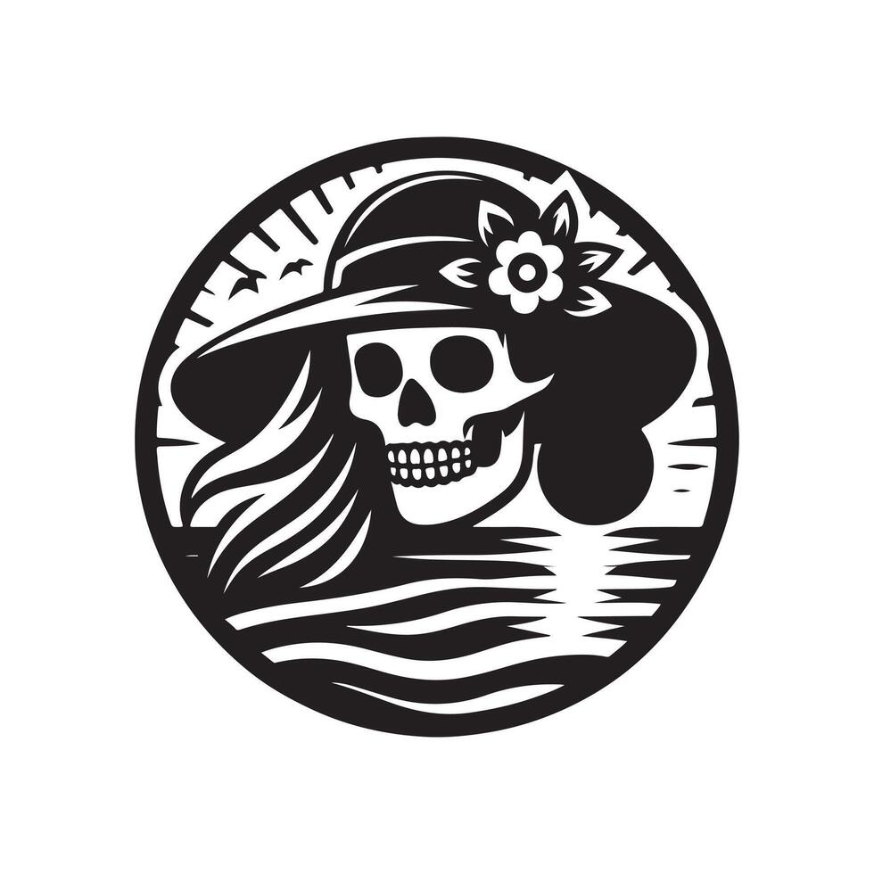 Skull Beach Art Design Silhouette vector