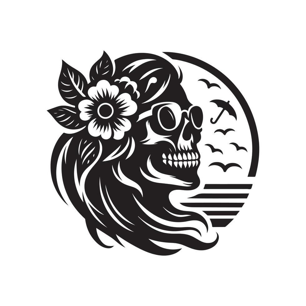 Skull and Beach Art vector