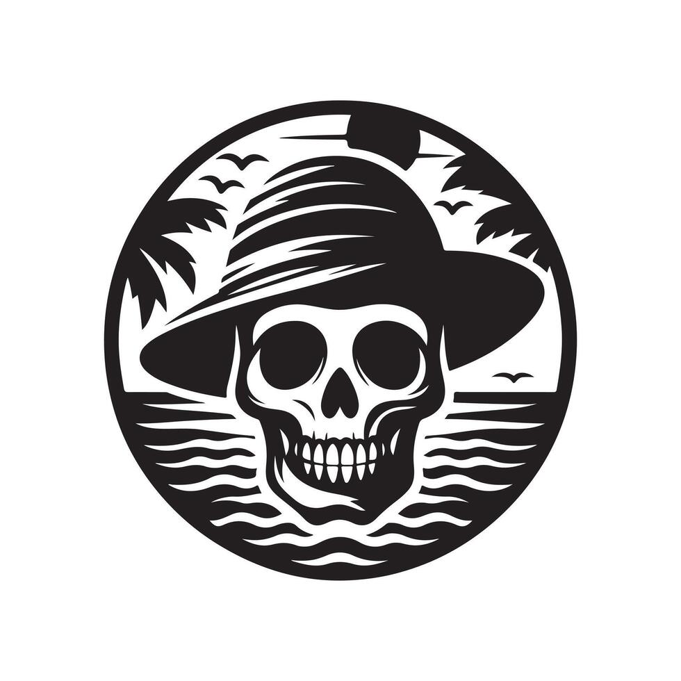 Stylized Skull Beach Silhouette vector