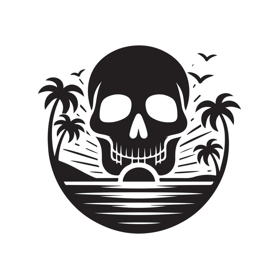 Skull Beach Silhouette vector