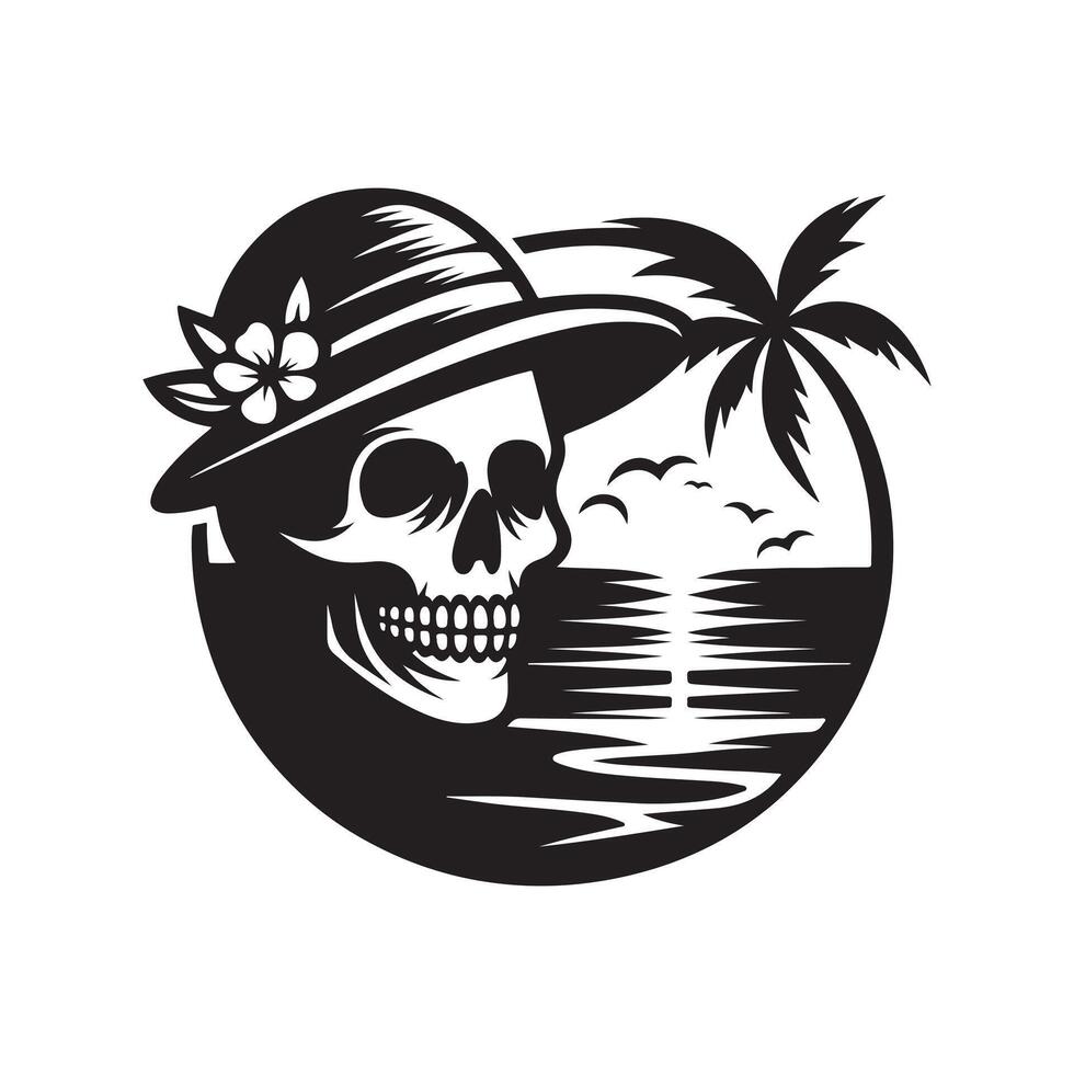 Skull with Beach Vibes Silhouette vector