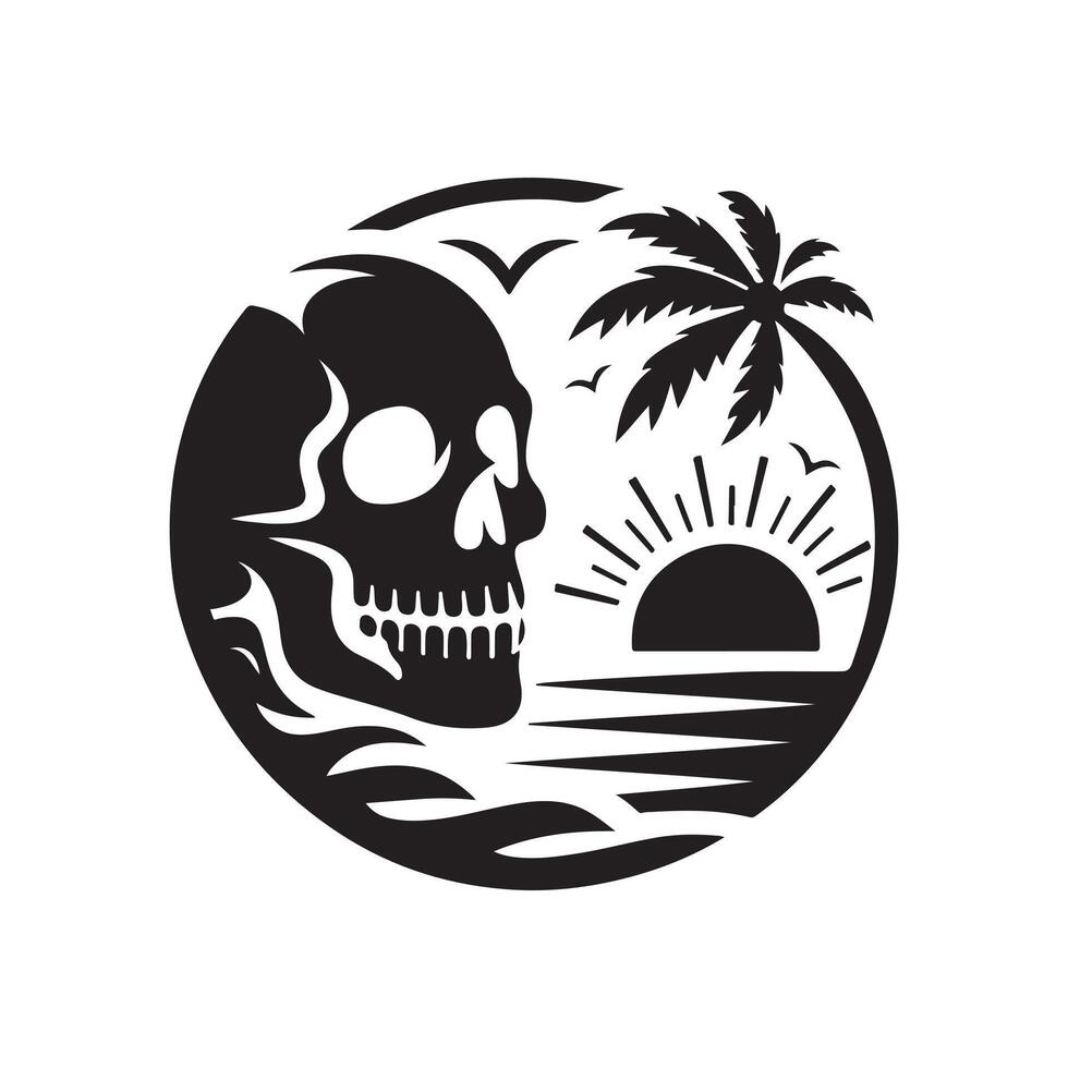 Summer Skull Beach Silhouette vector