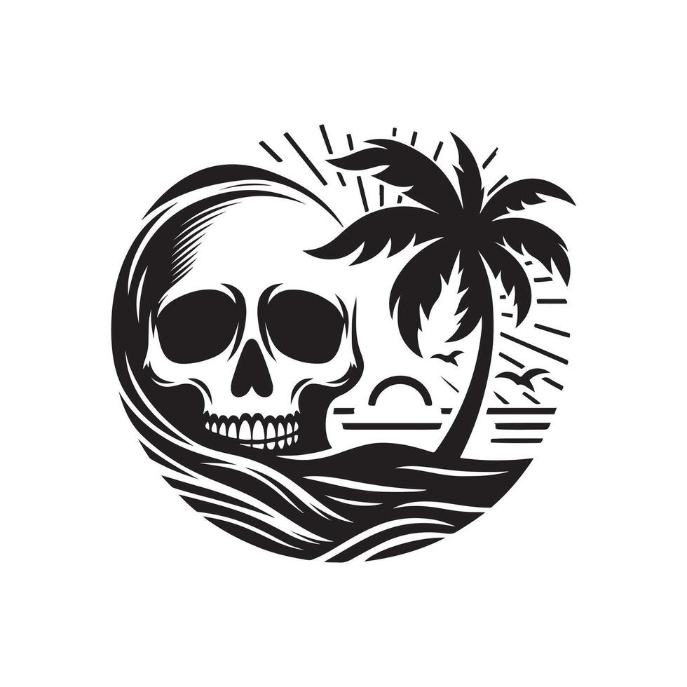 Skull Beach Graphic Illustration vector