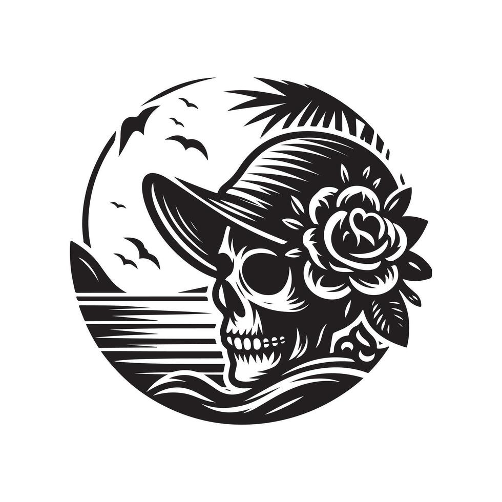 Skull Beach Graphic Art vector