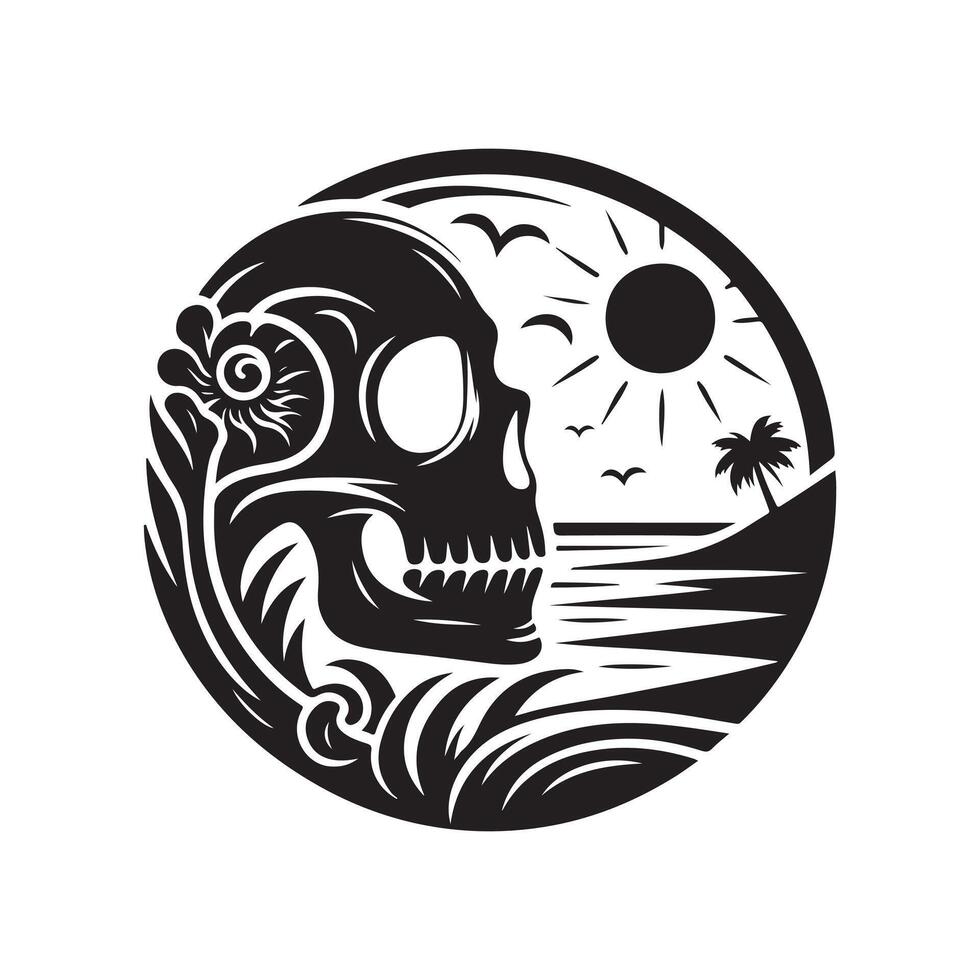 Beach Skull Design Illustration vector