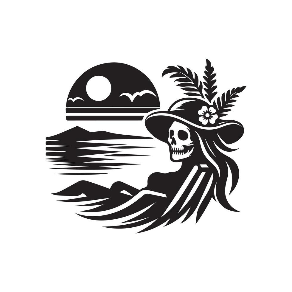 Skull Summer Beach Silhouette vector