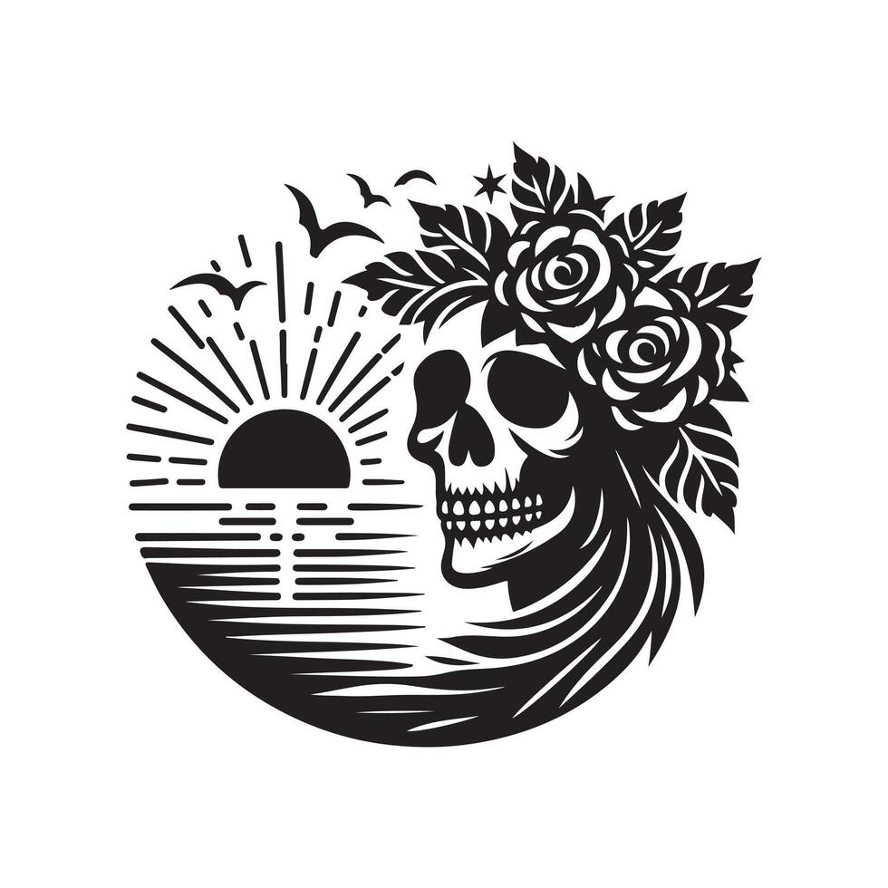 Summer Skull Beach Icon Design vector