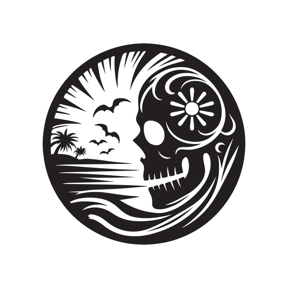 Skull Beach Theme Silhouette vector
