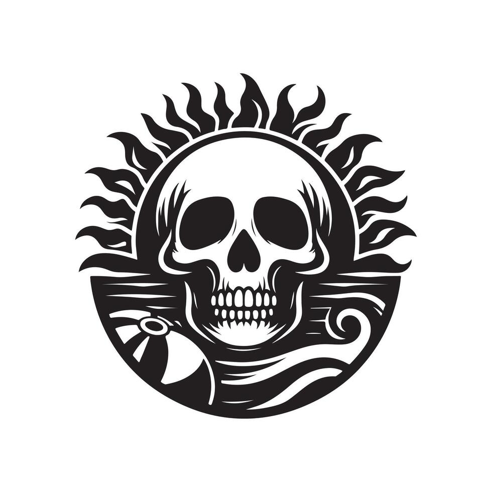Skull Icon with Summer Beach Theme vector