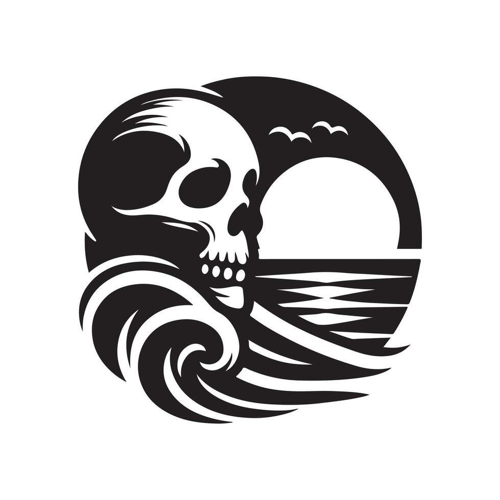 Stylized Skull with Summer Beach vector