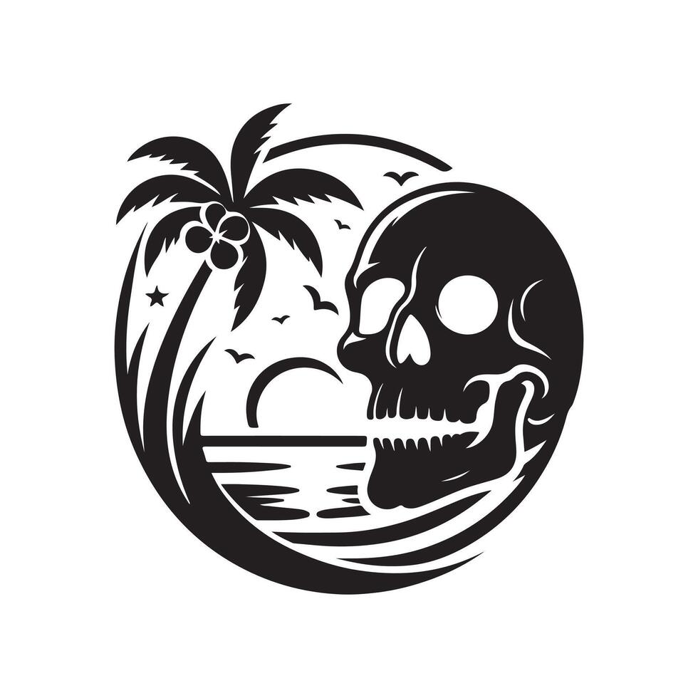 Skull Summer Beach Art vector