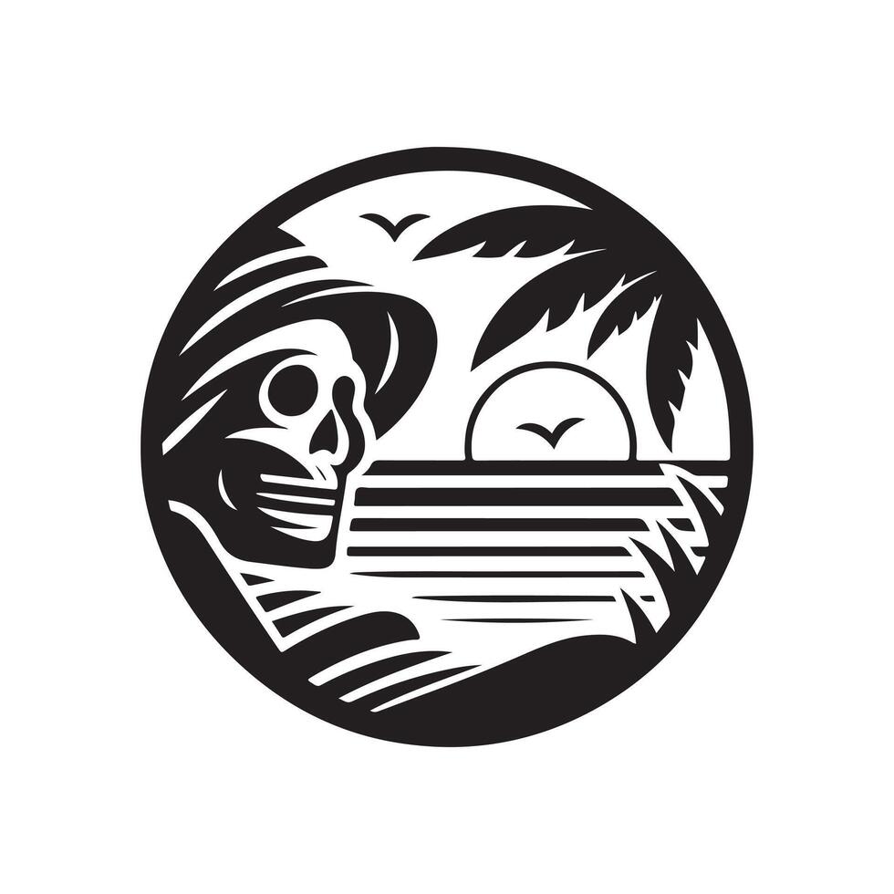 Summer Skull Beach Graphic Design vector