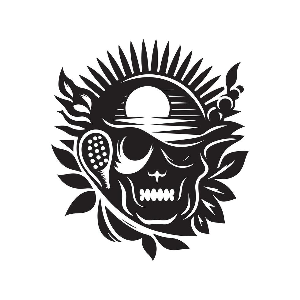 Skull Beach Illustration Art vector