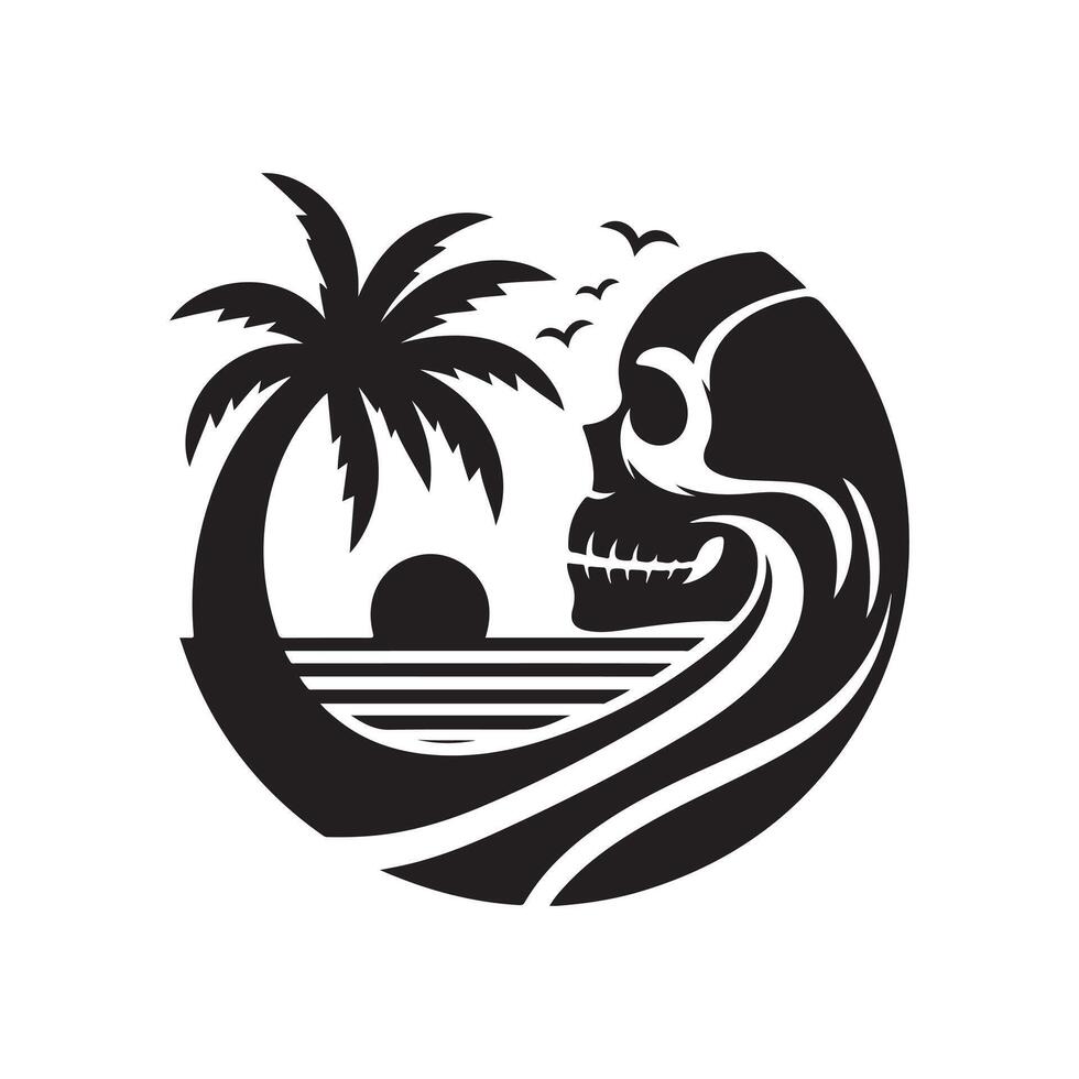Stylized Skull Summer Beach Graphic vector