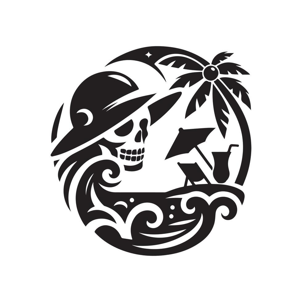 Summer Skull Beach Design Graphic vector
