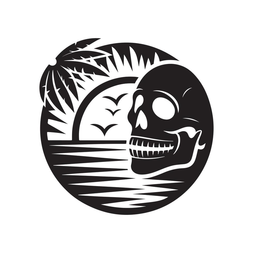Summer Beach Skull Design Icon vector