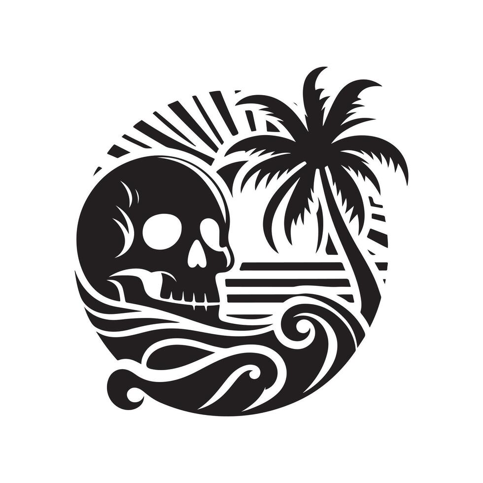 Summer Beach Skull Icon Design vector