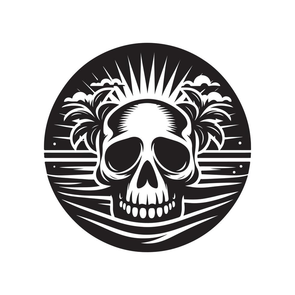 Stylized Skull Summer Beach Art vector
