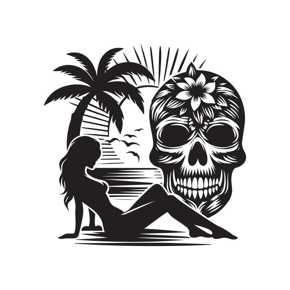 Skull Summer Beach Art Silhouette vector