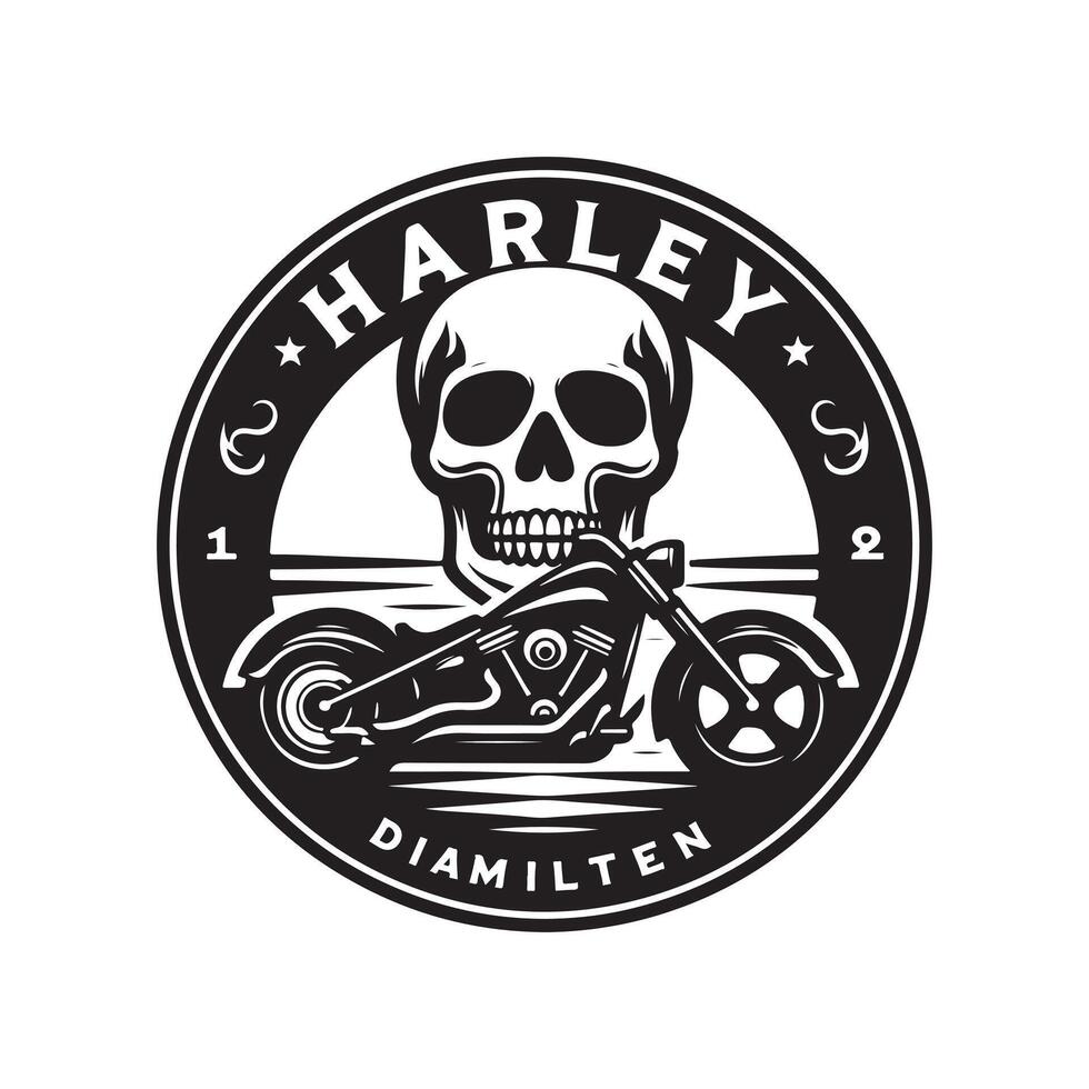 Harley Davidson Art with Skulls vector