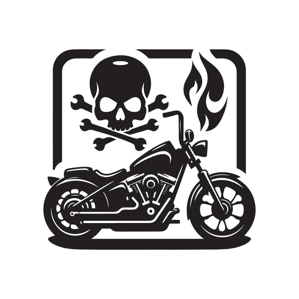 Skull Art with Harley Silhouette vector
