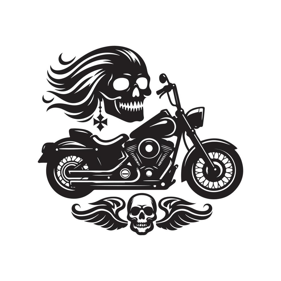 Stylized Harley and Skulls Art vector