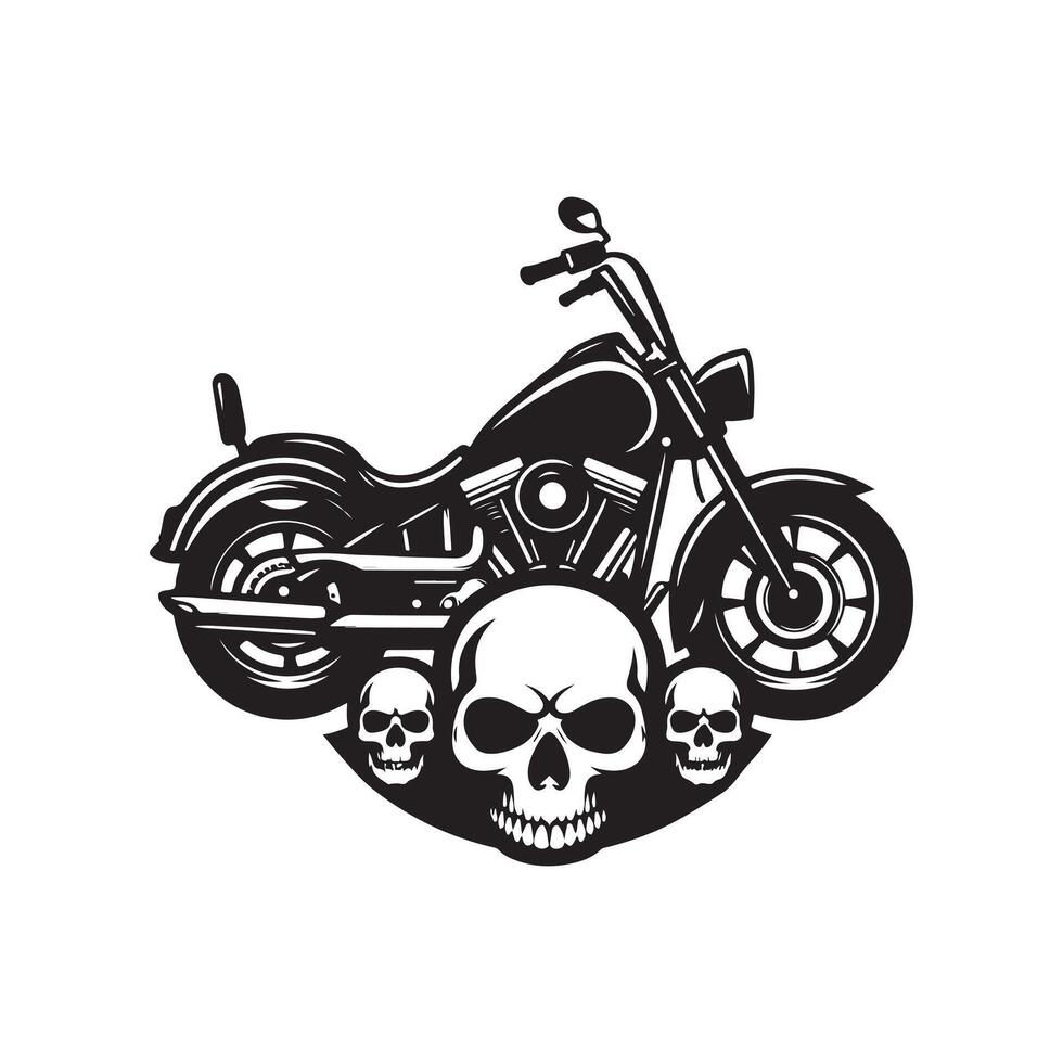 Harley and Skulls Silhouette vector