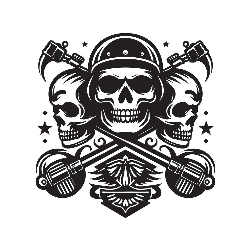 Harley Skulls Silhouette Icon vector
