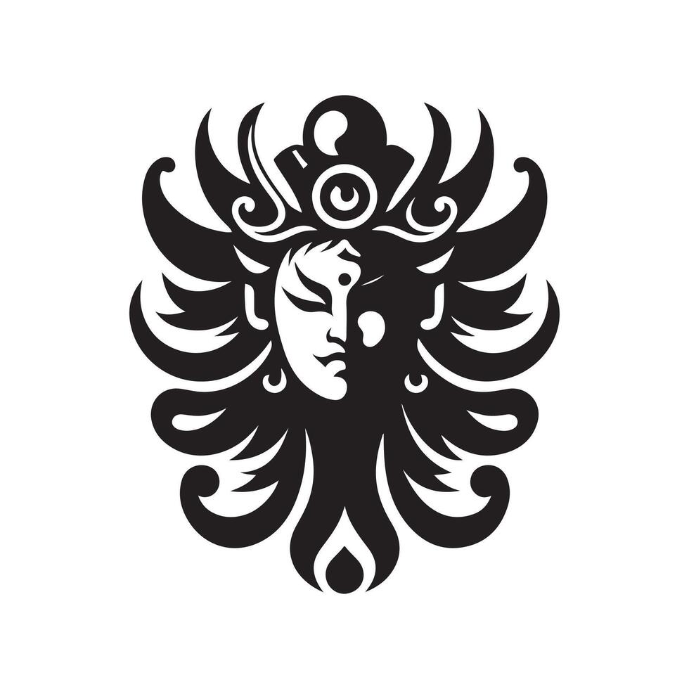 Tengu bird creature silhouette vector