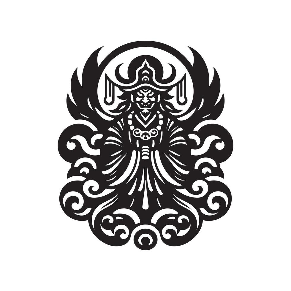 Tengu folklore silhouette vector